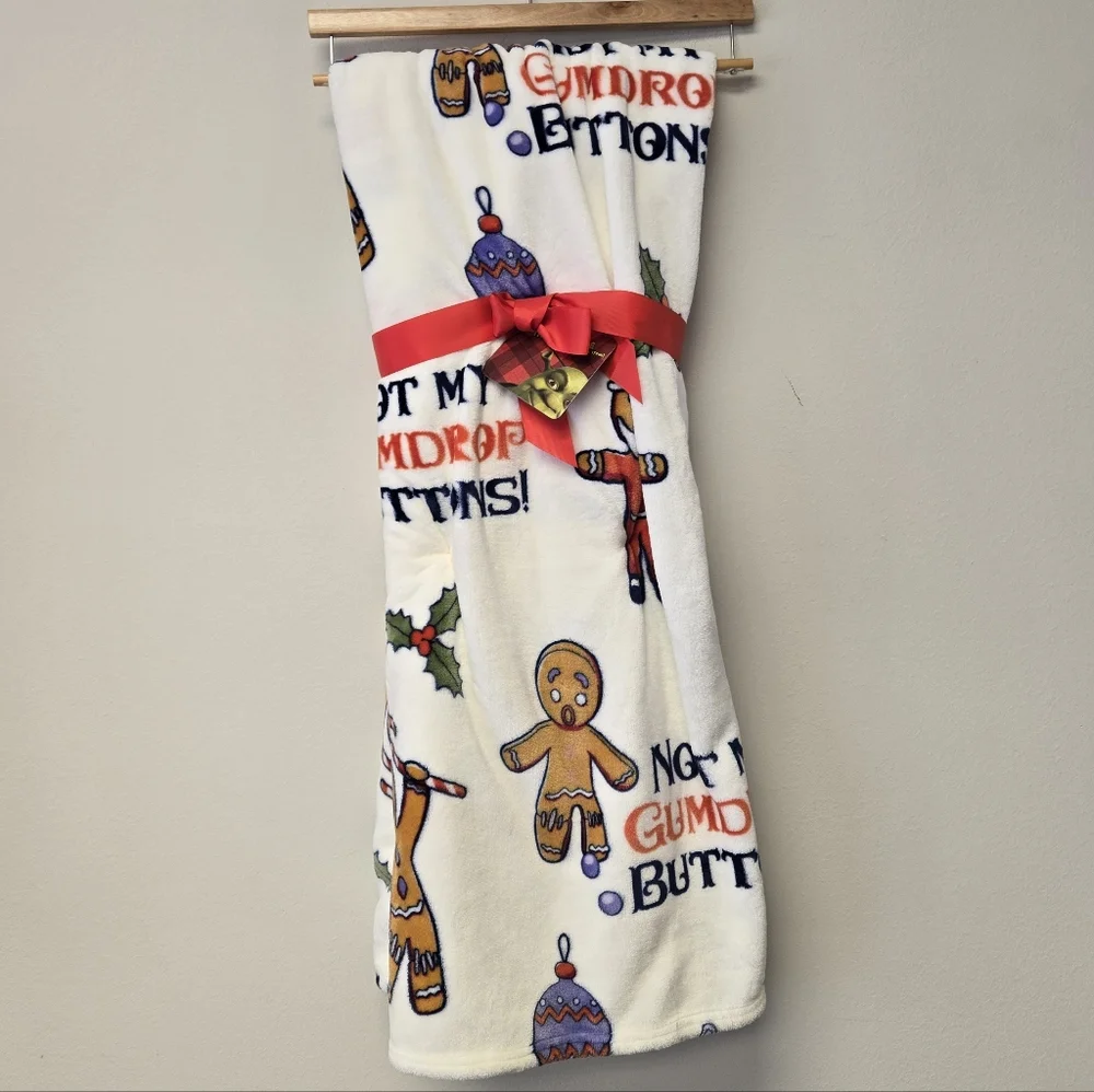 Shrek Christmas Gingerbread Not My Gumdrop Buttons Fleece Throw Blanket